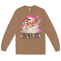 Toasted Coconut Pink Believe Santa Christmas Long Sleeve Tee - FaDigitalArtStudio