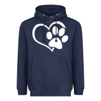 Navy dog dad mom puppy shirt love dogs paw print heart women men  shirt Heavyweight Hoodie - artisFamous