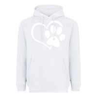 White dog dad mom puppy shirt love dogs paw print heart women men  shirt Heavyweight Hoodie - artisFamous