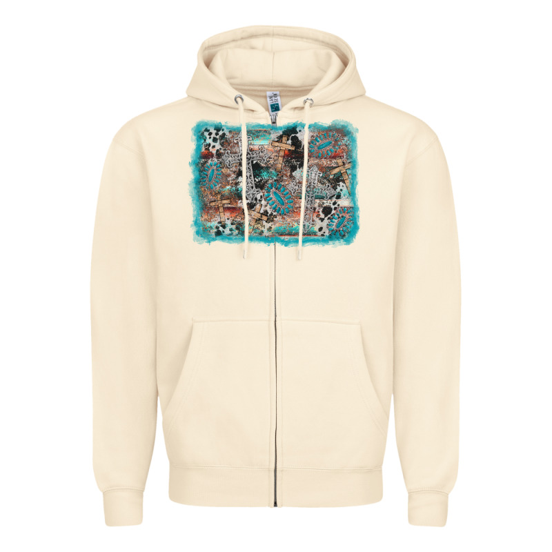 Cross Western Background Zipper Hoodie by AdoDesignShop | Teevron