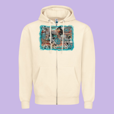 Cross Western Background Zipper Hoodie Designed By Adodesignshop