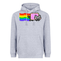 Heather Grey Nyan Cat Heavyweight Hoodie - artisFamous