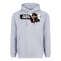 Heather Grey Red Dead Redemption 2 Red Moon Cowboy Heavyweight Hoodie - artisFamous