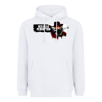 White Red Dead Redemption 2 Red Moon Cowboy Heavyweight Hoodie - artisFamous