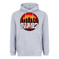 Heather Grey Red Dead Redemption 2 Red Moon Cowboy Heavyweight Hoodie - artisFamous