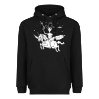 Black alien riding unicorn  cool ufo cowboy Heavyweight Hoodie - artisFamous