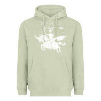 Matcha alien riding unicorn  cool ufo cowboy Heavyweight Hoodie - artisFamous