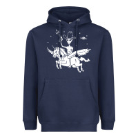 Navy alien riding unicorn  cool ufo cowboy Heavyweight Hoodie - artisFamous