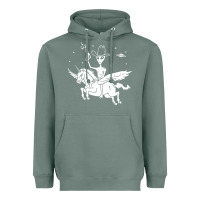 Sage alien riding unicorn  cool ufo cowboy Heavyweight Hoodie - artisFamous