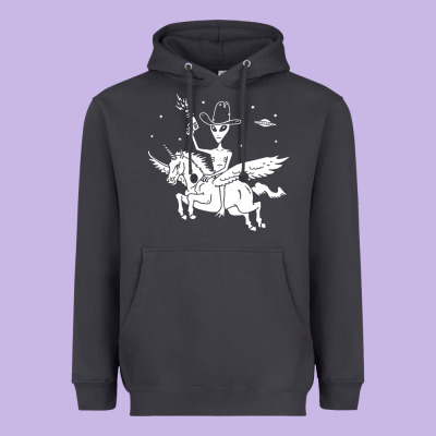 Alien Riding Unicorn  Cool Ufo Cowboy Heavyweight Hoodie Designed By Artisfamous