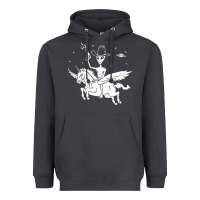Smoke alien riding unicorn  cool ufo cowboy Heavyweight Hoodie - artisFamous