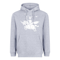 Heather Grey alien riding unicorn  cool ufo cowboy Heavyweight Hoodie - artisFamous
