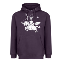 Plum alien riding unicorn  cool ufo cowboy Heavyweight Hoodie - artisFamous
