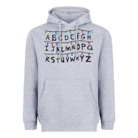 Heather Grey Stranger Lights Alphabet Heavyweight Hoodie - artisFamous