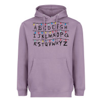 Lavender Stranger Lights Alphabet Heavyweight Hoodie - artisFamous