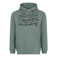 Sage Stranger Lights Alphabet Heavyweight Hoodie - artisFamous
