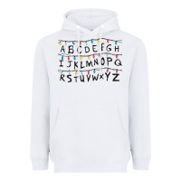 White Stranger Lights Alphabet Heavyweight Hoodie - artisFamous
