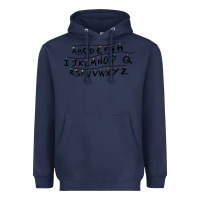 Navy stranger alphabets funny Heavyweight Hoodie - artisFamous