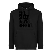 Black eat sleep rave repeat Heavyweight Hoodie - artisFamous