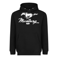 Black mustang pony script Heavyweight Hoodie - artisFamous