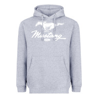 Heather Grey mustang pony script Heavyweight Hoodie - artisFamous