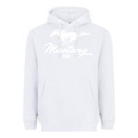 White mustang pony script Heavyweight Hoodie - artisFamous