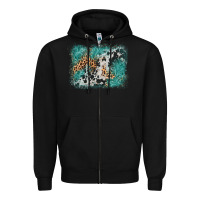 Black cowhide turquoise leather background Zipper Hoodie - AdoDesignShop