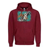Burgundy cowhide turquoise leather background Zipper Hoodie - AdoDesignShop