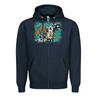 Navy cowhide turquoise leather background Zipper Hoodie - AdoDesignShop