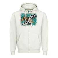 Oatmeal Heather cowhide turquoise leather background Zipper Hoodie - AdoDesignShop