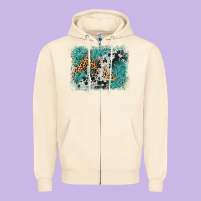 Cowhide Turquoise Leather Background Zipper Hoodie Designed By Adodesignshop