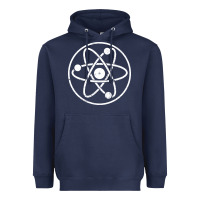 Navy Atomic Atom Symbol Heavyweight Hoodie - artisFamous