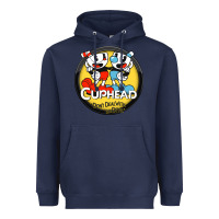 Navy Cuphead Heavyweight Hoodie - artisFamous