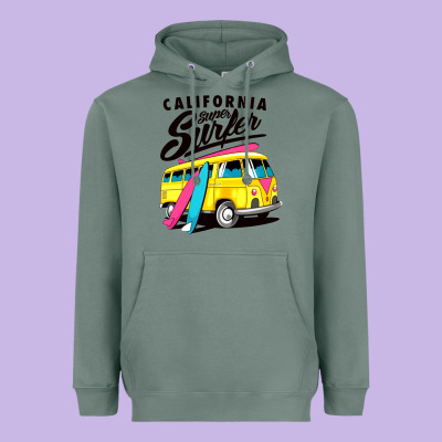 California Super Surf Heavyweight Hoodie Designed By Artisfamous