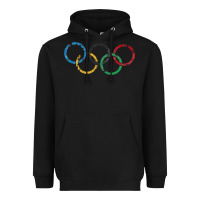 Black OLYMPIC RINGS Heavyweight Hoodie - artisFamous