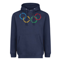 Navy OLYMPIC RINGS Heavyweight Hoodie - artisFamous