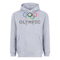 Heather Grey OLYMPIC RINGS Heavyweight Hoodie - artisFamous
