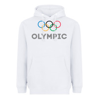 White OLYMPIC RINGS Heavyweight Hoodie - artisFamous