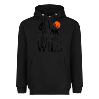 Black stay wild illustration with mountain Heavyweight Hoodie - artisFamous