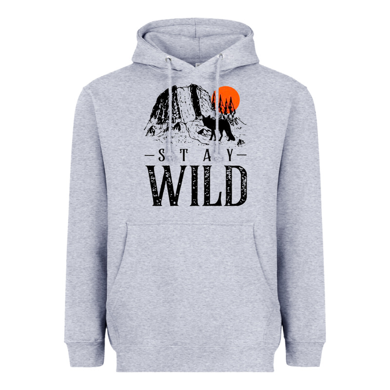 Stay Wild Illustration With Mountain Heavyweight Hoodie by artisFamous | Teevron