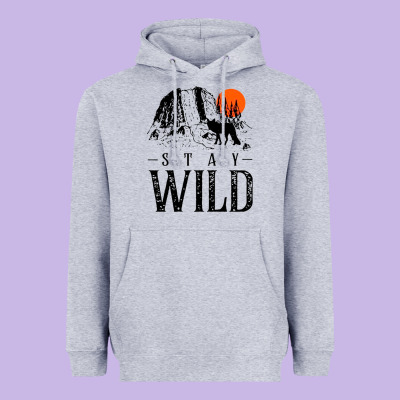 Stay Wild Illustration With Mountain Heavyweight Hoodie Designed By Artisfamous