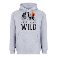 Heather Grey stay wild illustration with mountain Heavyweight Hoodie - artisFamous