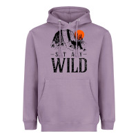 Lavender stay wild illustration with mountain Heavyweight Hoodie - artisFamous