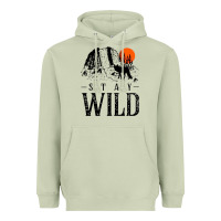 Matcha stay wild illustration with mountain Heavyweight Hoodie - artisFamous