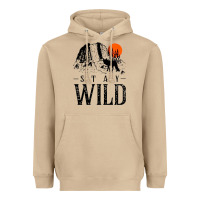 Mushroom stay wild illustration with mountain Heavyweight Hoodie - artisFamous