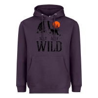 Plum stay wild illustration with mountain Heavyweight Hoodie - artisFamous
