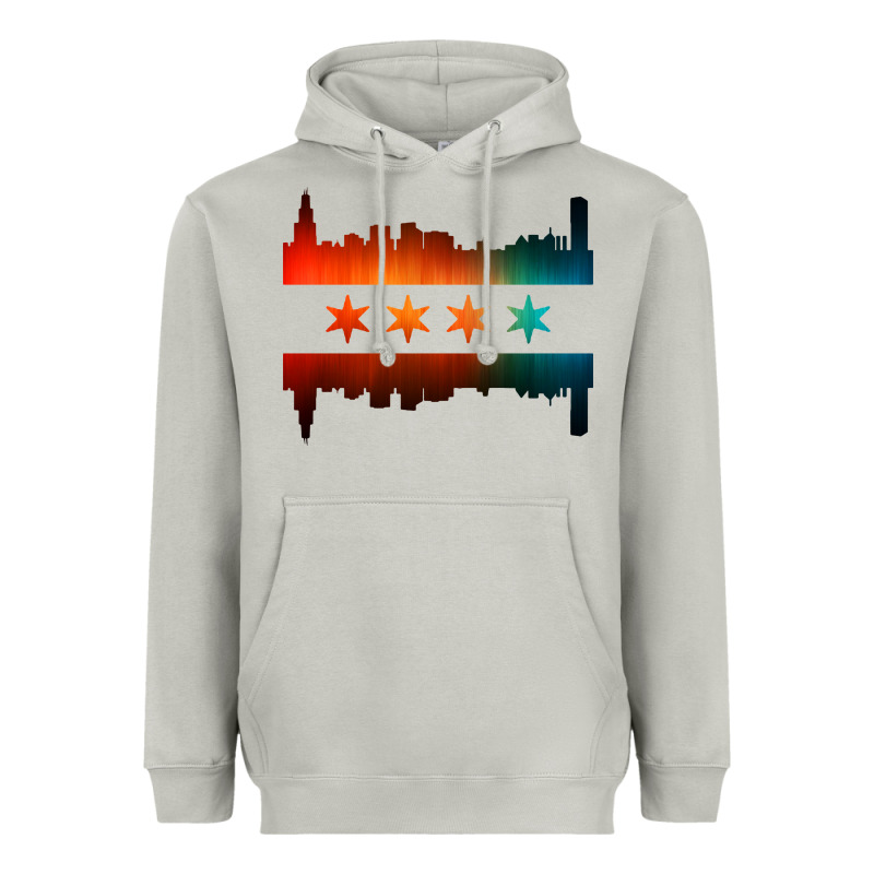 Chicago Flag Skyline Heavyweight Hoodie by artisFamous | Teevron