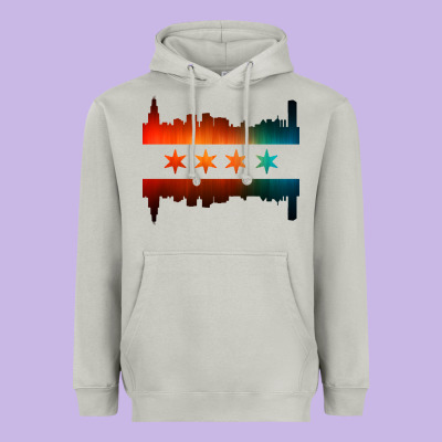 Chicago Flag Skyline Heavyweight Hoodie Designed By Artisfamous