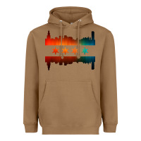 Toasted Coconut chicago flag skyline Heavyweight Hoodie - artisFamous
