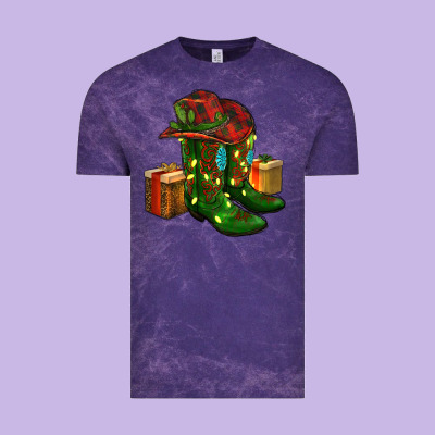 Cowboy Hat With Boots Christmas Vintage Tee Designed By Ranaportraitstore